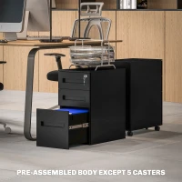 Vinsetto Three-Drawer Steel Filing Cabinet - Black(m-8)