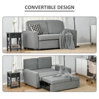 HOMCOM Double Sofa Bed Click Clack Sofa Bed Pull Out Bed with Adjustable Backrest for Living Room and Bedroom Grey(m-4)