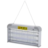 Outsunny Lâmpada Anti-Mosquitos Elétrica 30W Mata Mosquitos Elétrico Área 60 m² com Luz UV 48,5x8,5x26,5cm Branco e Cinza(m-1)