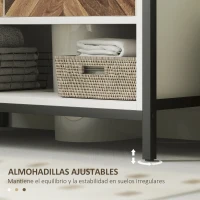 HOMCOM Mueble bajo Lavabo con 2 Puertas y Compartimento Abierto para Lavabo con o sin Pedestal 80x40x60 cm Crema y Nogal(m-7)