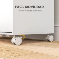 HOMCOM Mueble de Planchar con Ruedas Barra para Colgar Ropa Estante Abierto y Tablero Plegable 127x42,5x99 cm Blanco(m-6)