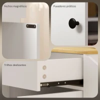 HOMCOM Ilha de Cozinha com Rodas com Gaveta Suporte para Temperos de 3 Níveis e Prateleira Ajustável 82x38x86,5 cm  Branco(m-8)