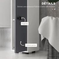 kleankin Colonne de rangement armoire haute pour salle de bain 1 tiroir 4 étagères réglables et 2 placards 20 x 20 x 180 cm gris(m-6)