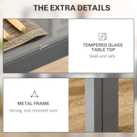 HOMCOM 5-Piece Kitchen Dining Table Set with 4 Faux Leather Metal Frame Chairs Glass Tabletop Desk for Dining Room, Kitchen, Dinette, Grey(m-6)