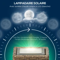 Outsunny Lampadaire solaire extérieur en résine tressée lampadaire sans fil rechargeable capteur de lumière 15,5 x 15,5 x 46 cm(m-5)