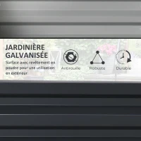 Outsunny Carré potager de jardin acier galvanisée 120 x 120 x 30 cm gris(m-5)
