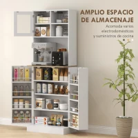 HOMCOM Alacena de Cocina con 3 Puertas Estantes Ajustables y Estantes en la Puerta para Comedor Salón 60x35x169 cm Blanco(m-4)