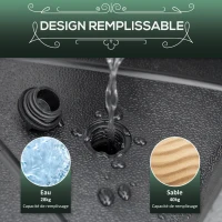 Outsunny Pied de parasol octogonal support parasol remplissage eau sable pour terrasse piscine patio en HDPE Ø 60 x 36 cm noir(m-5)