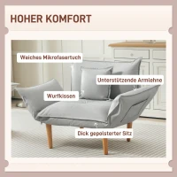 HOMCOM 2-in-1 Verstellbarer Loungesessel, Bodensessel mit Kissen, Polstersessel, für Wohnzimmer, Schlafzimmer, Hellgrau(m-4)