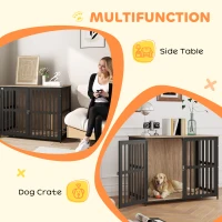 PawHut Dog Crate Furniture with Anti-Chew Resistant Mesh, Anti-Escape Single Door, for Large Dogs, 100 x 60 x 81.5 cm(m-4)