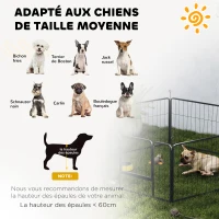 PawHut Parc pour chien, enclos chien 6 panneaux modulable et pliable, portable en acier avec porte 80 x 60 gris(m-7)