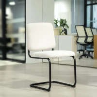 HOMCOM Chaise salle à manger, chaise de cuisine avec revêtement en effet laine boucleé, siège rembourré et pieds en acier crème(m-2)