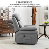 HOMCOM Relaxsessel mit Aufstehhilfe, Liegefunktion, Kunstleder, bis 130 kg, 96x93x105cm, Grau(m-5)