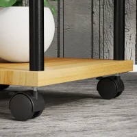 Outsunny Support à plantes à 5 niveaux pour intérieur et extérieur, étagère plante avec 4 roues  en acier et bois bois naturel(m-9)