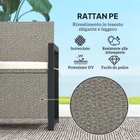 Outsunny Panchina da Giardino 2 Posti con Cassapanca da 151.5L in Rattan con Schienale, Braccioli e Cuscino, Crema(m-6)