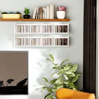 HOMCOM Wall Mount 84 CD / 56 DVD/Blu-ray/ Media Storage Rack 4 Cubes, Wooden Shelf Organiser Unit Bookcase Display, Set of 2, White(m-10)