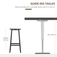 HOMCOM Lot de 2 tabourets style moderne hauteur 65 cm avec repose-pieds - brun rustique et noir(m-7)