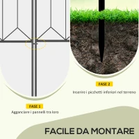 Outsunny Recinzione Esterna a 5 Pannelli in Metallo con Picchetti, 305x79.5 cm, Nera(m-4)