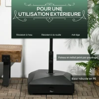 Outsunny Pied de parasol carré support parasol remplissage eau sable avec roues pour terrasse en PE 54,5 x 54,5 x 48 cm noir(m-7)