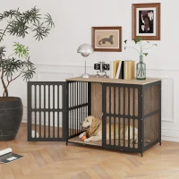 PawHut Dog Crate Furniture with Anti-Chew Resistant Mesh, Anti-Escape Single Door, for Large Dogs, 100 x 60 x 81.5 cm(m-10)