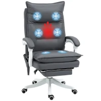 Vinsetto Vibration Massage Office Chair with Heat, Ergonomic Computer Desk Chairs, Faux Leather Desk Chair with Footrest, Armrest and Reclining Backrest, Charcoal Grey(m-1)