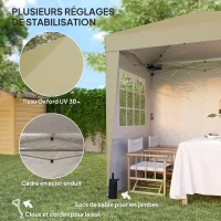 Outsunny Tonnelle barnum de jardin pop-up pliant réglable en hauteur protection UV 30+ 3 parois latérales beige(m-6)