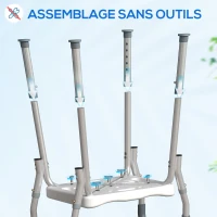 HOMCOM Tabouret de douche pour personnes âgées et handicapées avec accoudoirs, hauteur réglable, patins antidérapants, gris(m-7)