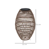 Outsunny Rattan Solar Lamp, Garden Solar Lantern with Auto On/Off Light, IP44 Waterproof, Decorative Outdoor Rattan Lamp for Porch, Pathway, Dark Brown(m-3)