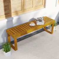 Outsunny Banc de jardin banc en bois de pin 2 places banquette de jardin assise à lattes 132 x 34 x 43 cm bois naturel(m-8)