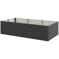 Outsunny Jardinière surélevée galvanisée rectangulaire pour l'extérieur - fond ouvert - 240 x 120 x 60cm, Gris