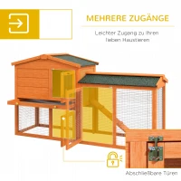 PawHut Kleintierstall, Kleintierkäfig, Outdoor-Kaninchenstall, Freilaufgehege, winterfest, Massivholz, 150 x 45 x 85 cm, Orange(m-5)