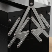 DURHAND Boite à outils métallique - coffret à outils - caisse à outils 3 niveaux 5 plateaux rétractables - tôle acier noir(m-9)