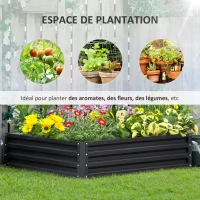 Outsunny Carré potager de jardin acier galvanisée 120 x 120 x 30 cm gris(m-4)
