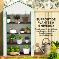 Outsunny Serre de jardin balcon étagère serre 4 niveaux 90 x 49 x 160 cm acier galvanisé bâche amovible PE haute densité blanc(m-5)