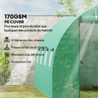 Outsunny Serre tunnel de jardin 3 x 4 x 2 m avec porte enroulable et grandes fenêtres, en acier galvanisé et PE, vert(m-4)