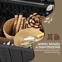 Outsunny Baule da Giardino da 366L Effetto Legno in Plastica, 122.4x62x64.5 cm, Nero(m-4)