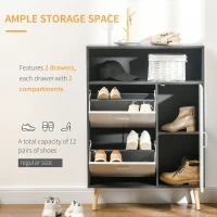 Homcom Pantofar Gri-Alb – 2 Usi Rabatabile & Spatiu 2 Niveluri(m-4)