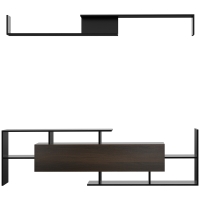 HOMCOM Ensemble meuble TV avec banc et étagère murale style contemporain 153,6L cm - noir