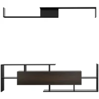 HOMCOM Ensemble meuble TV avec banc et étagère murale style contemporain 153,6L cm - noir(m-1)