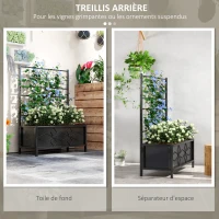 Outsunny Jardinière surélevée pour le jardin avec treillis, acier galvanisée avec motif en losange, 90 x 40 x 120 cm, noir(m-4)