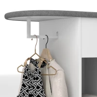 HOMCOM Armoire à repasser en bois table à repasser avec roulettes barre de suspension étagère 125 x 43,5 x 102,5 cm blanc(m-9)