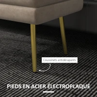 HOMCOM Banc banquette coffre de rangement 2 en 1 assise aspect velours et pieds acier - 79,5L x 37,5P x 43H cm beige et doré(m-7)