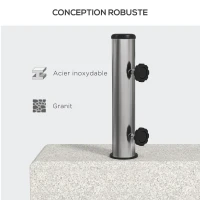 Outsunny Pied de parasol en marbre socle de parasol 25 kg 2 molettes de serrage tube en acier inoxydable 45 x 22,5 x 40 cm gris(m-5)