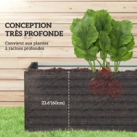 Outsunny Jardinière surélevée galvanisée rectangulaire pour l'extérieur - fond ouvert - 160 x 80 x 60 cm, gris(m-4)