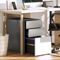 Vinsetto Archiefkast, Rolcontainer, 3 Lades & Hangmapframe, Slot, Stalen Behuizing, 39x48x59 cm, Wit+Grijs(m-9)