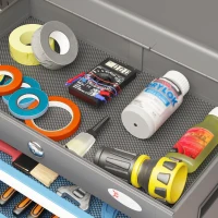 DURHAND Caja de Herramientas Metálica con Cerradura 4 Cajones y Bandeja Superior Asa Lateral 20Kg Capacidad 45x24,5x32,5 cm Gris(m-8)