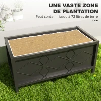 Outsunny Jardinière extérieure jardinière surélevée galvanisée avec bordure de sécurité rectangulaire 80 x 40 x 38 cm noir(m-4)