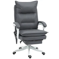 Vinsetto Vibration Massage Office Chair with Heat, Ergonomic Computer Desk Chairs, Faux Leather Desk Chair with Footrest, Armrest and Reclining Backrest, Charcoal Grey(m-11)
