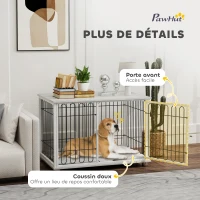 PawHut Cage pour chien caisse pour chien avec coussin pieds réglables pour chiens moyens jusqu'à 20 kg 90 x 58 x 62,5 cm gris(m-6)