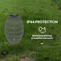 Outsunny Rattan Solar Lamp, Garden Solar Lantern with Auto On/Off Light, IP44 Waterproof, Decorative Outdoor Rattan Lamp for Porch, Pathway, Grey(m-7)